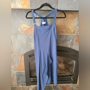 A Marsi GEORGIE Blue Square Neck Adjustable Racerback Midi Athletic Casual Dress